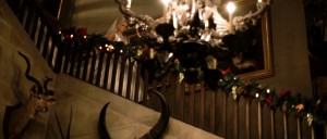 eastnor castle staircase bride wedding