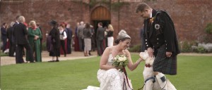 bride and groom dog orchardleigh estate wedding